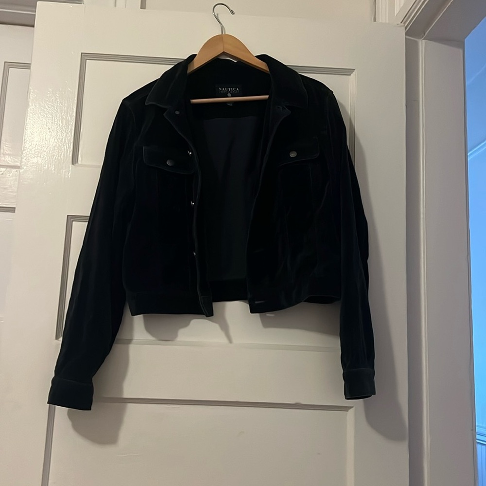 Nautica Navy Button up Velvet Jacket